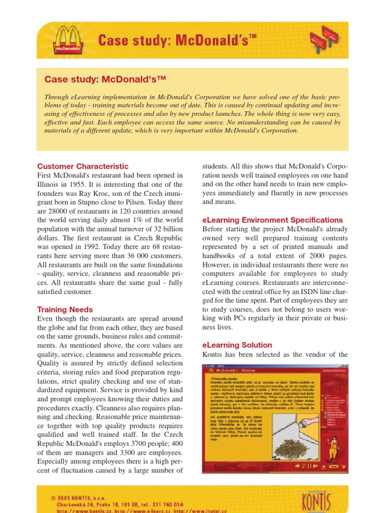 McDonalds Case Study Mc Donald's Educational Technology