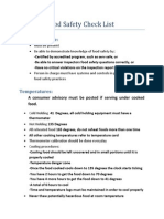 Food Safety Checklist