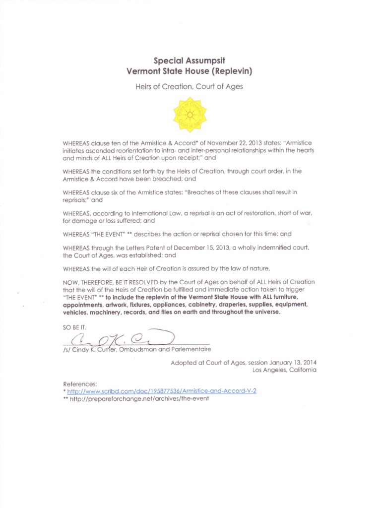 Court Resolution on Vermont State House Replevin | PDF