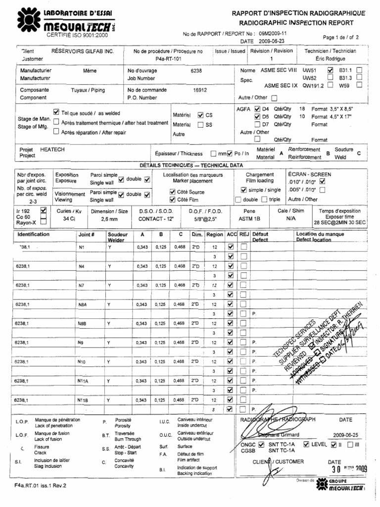 Radiographic Test Report | Télécharger gratuitement PDF | Joindre ...