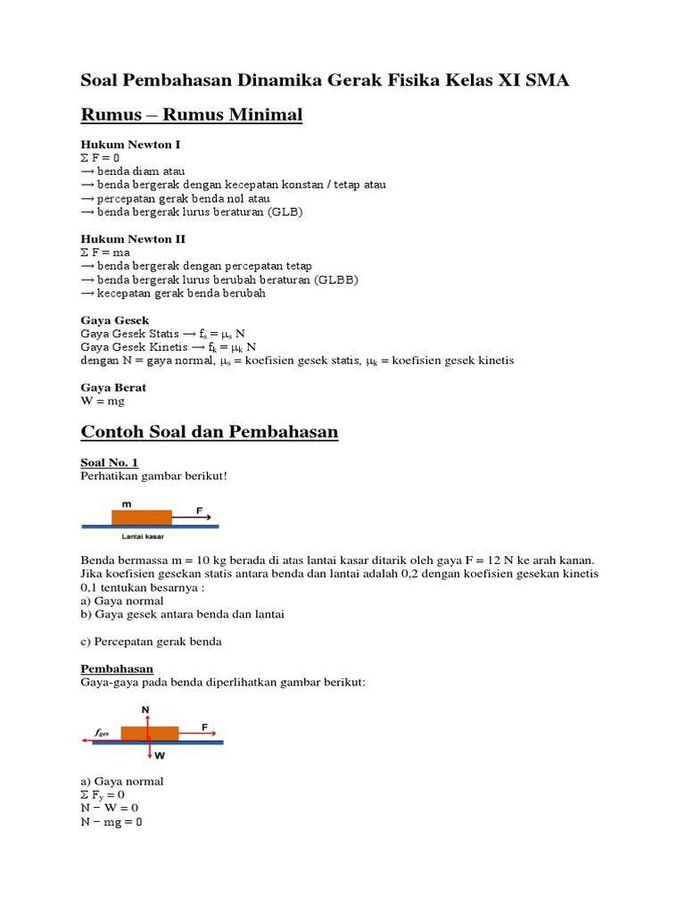 Soal Pembahasan Dinamika Gerak Fisika Kelas Xi