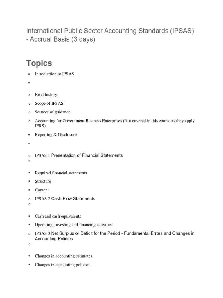 International Public Sector Accounting Standards Financial Statement