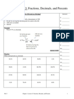 Lesson 13 Fraction Decimals and Percents