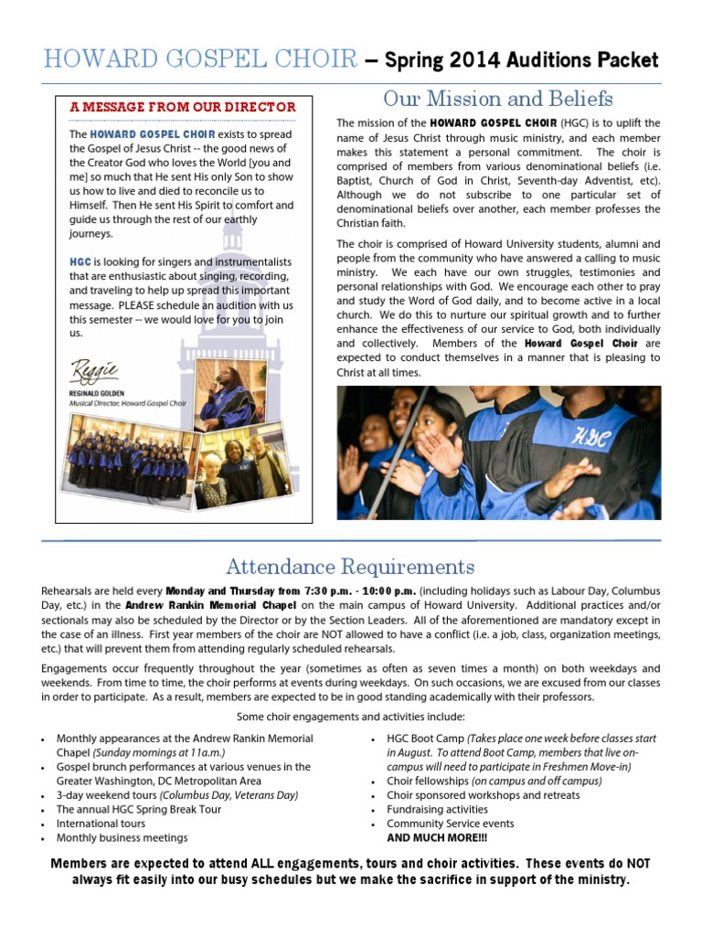 Spring 2014 Auditions Packet | PDF | Career & Growth | Self-Improvement