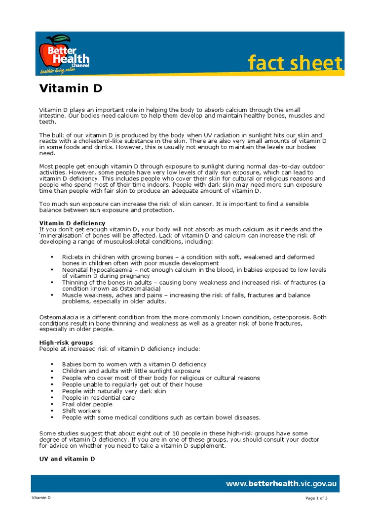 Vitamin D Deficiency | PDF | Vitamin D | Sunscreen