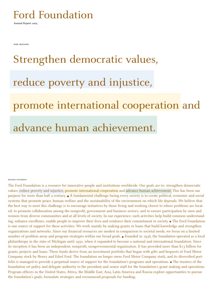 Ford Foundation Annual Report 2005 | PDF | Wealth | Poverty
