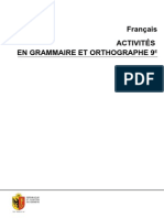 26878205 Francais ActivitEs en Grammaire Et Orthographe 9e