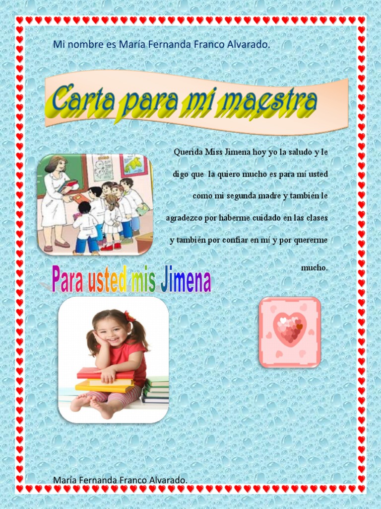 Carta de agradecimiento a la maestra | PDF | Salud y bienestar