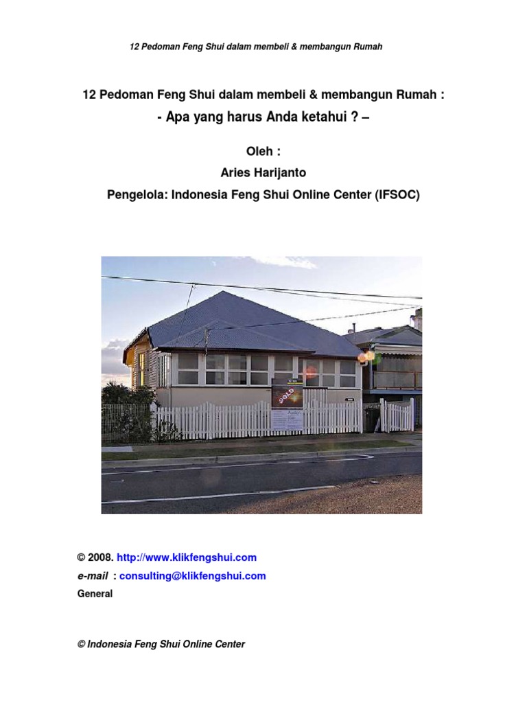 12 Pedoman Feng Shui Dalam Membeli Membangun Rumah PDF