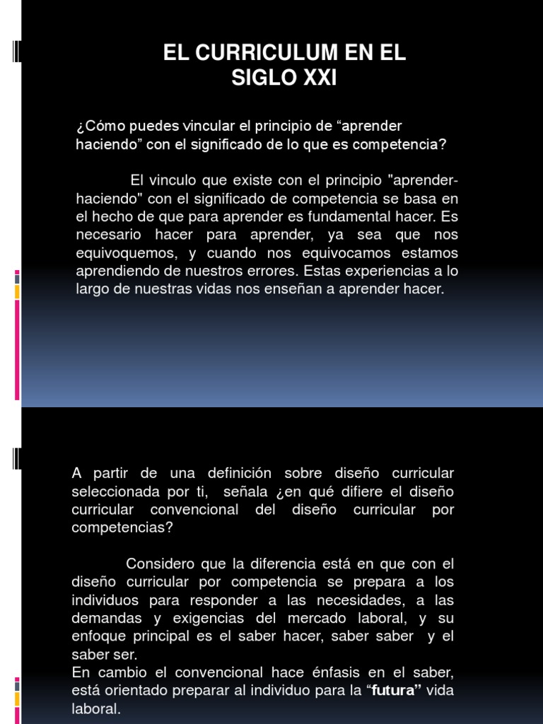 El Curriculum en El Siglo XXI | PDF | Plan de estudios | Conocimiento