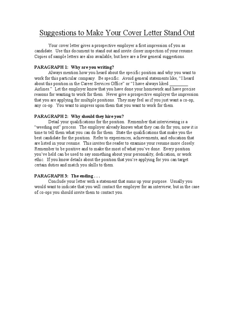How To Make Your Cover Letter Stand Out PDF