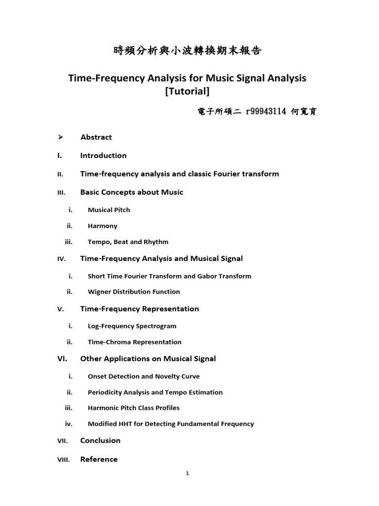 Time-Frequency Analysis For Music Signal Analysis | PDF | Pitch (Music ...