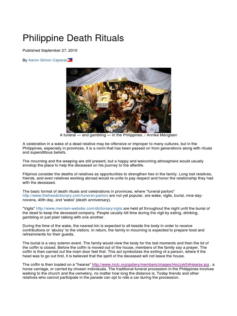 Philippine Death Rituals | PDF | Funeral | Death Customs