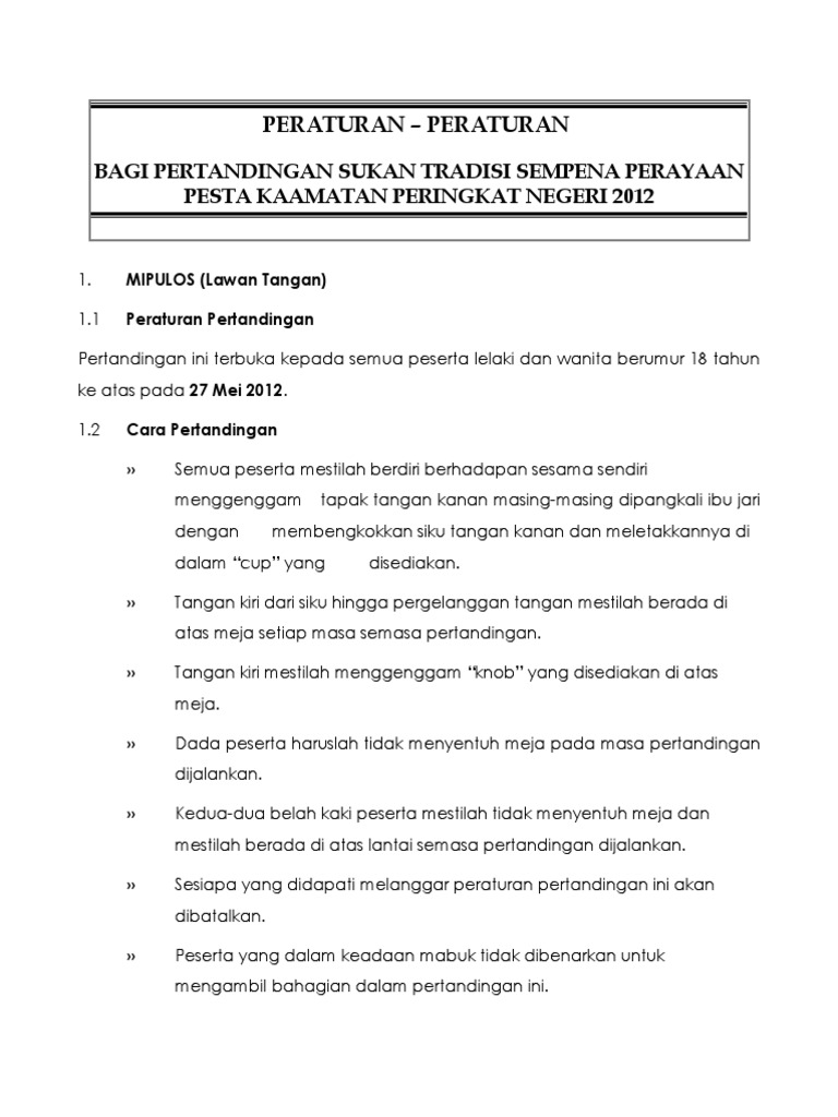 Peraturan Sukan Tradisi Pdf