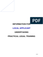 Information for Practical Legal Training Applicants