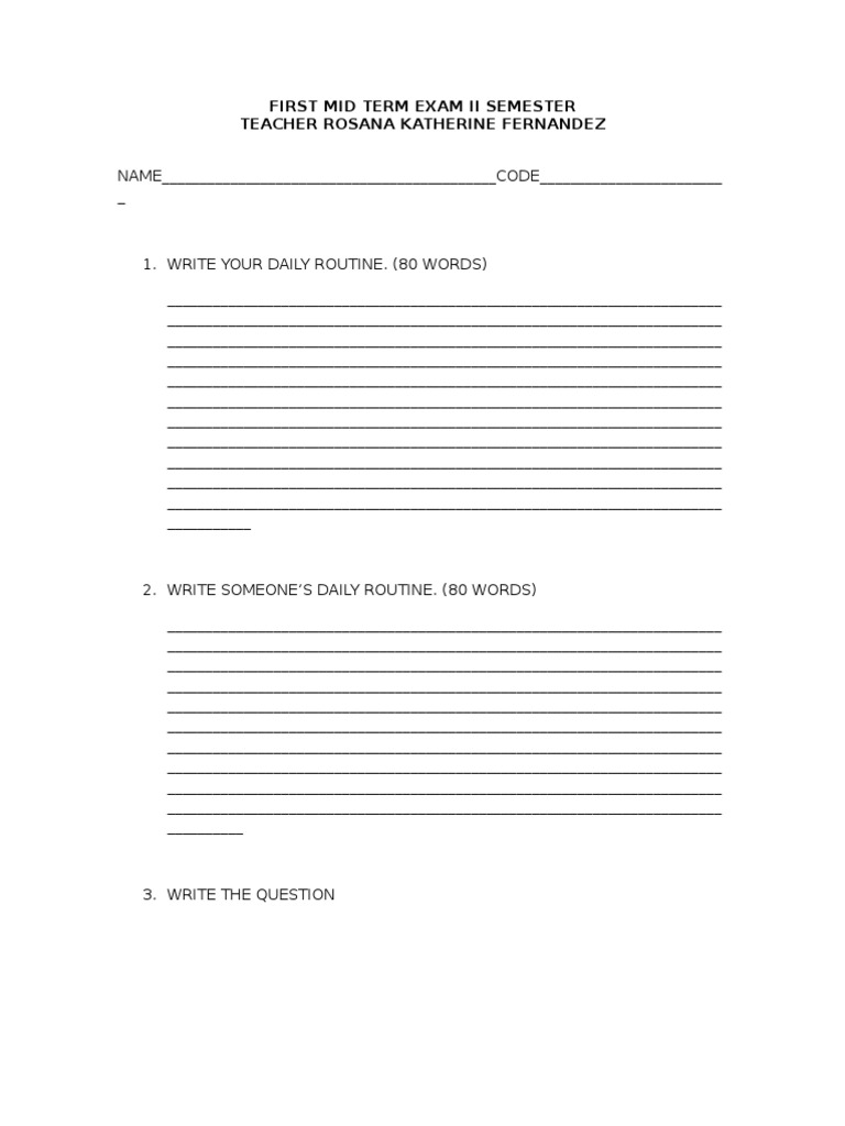 Daily Routine Writing Exam Guide | PDF
