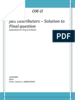 Om-Ii J&G Distributors - Solution To Final Question: Submitted To: Prof. A H Kalro