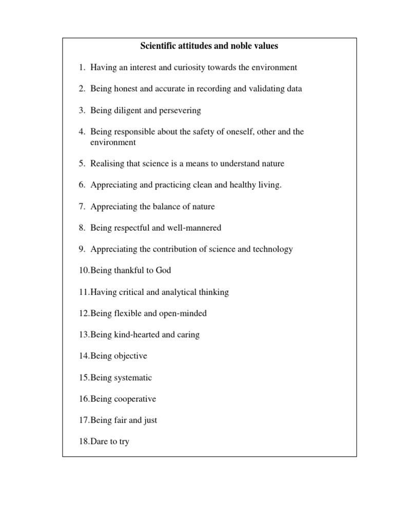 Scientific Attitudes and Noble Values | PDF