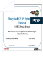 Certificate Honda