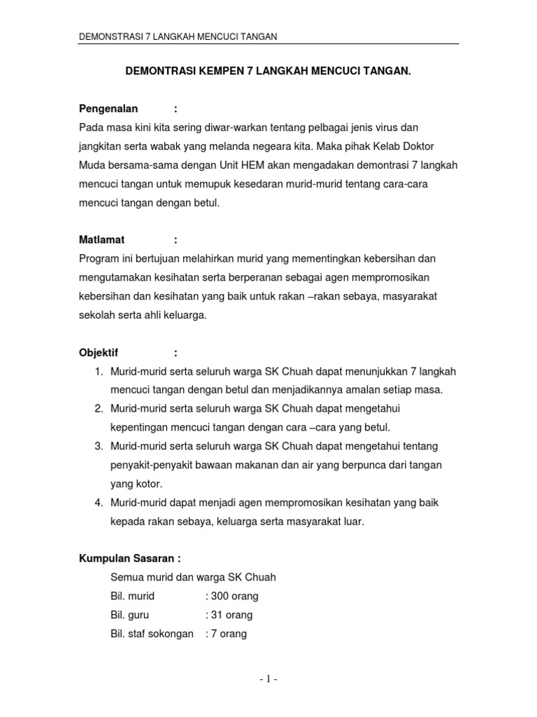 Demontrasi Kempen 7 Langkah Mencuci Tangan Pdf