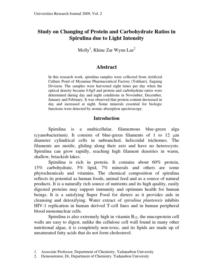 Spirulina PDF Chemistry Biology