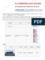 Artículo de Lectura. Campeonato Europeo de Balonmano Masculino de 2014