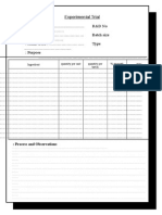 Experimental Trial: Spec - Strength % Quantity Per Batch Quantity Per Unit Ingredient