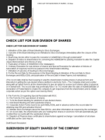 Check List for Sub Division of Shares - CA Viswa