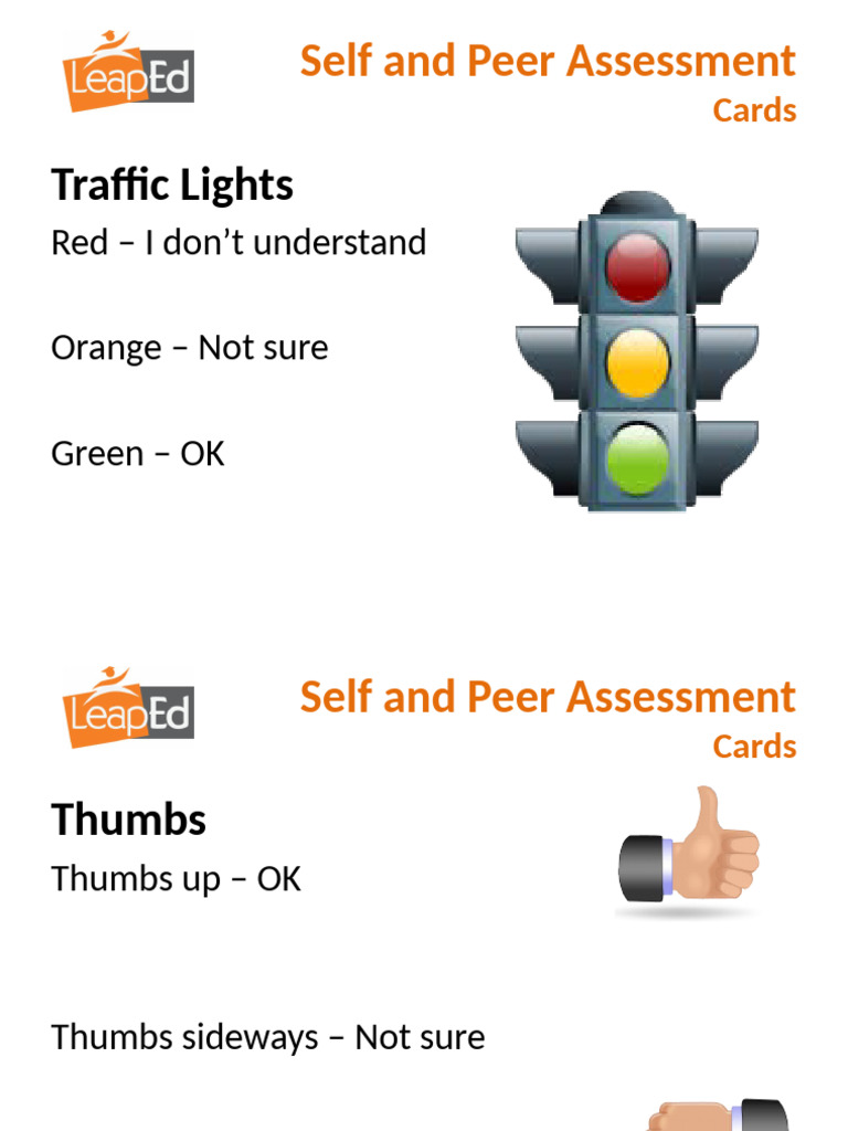 Traffic Light Self-Assessment Cards | PDF