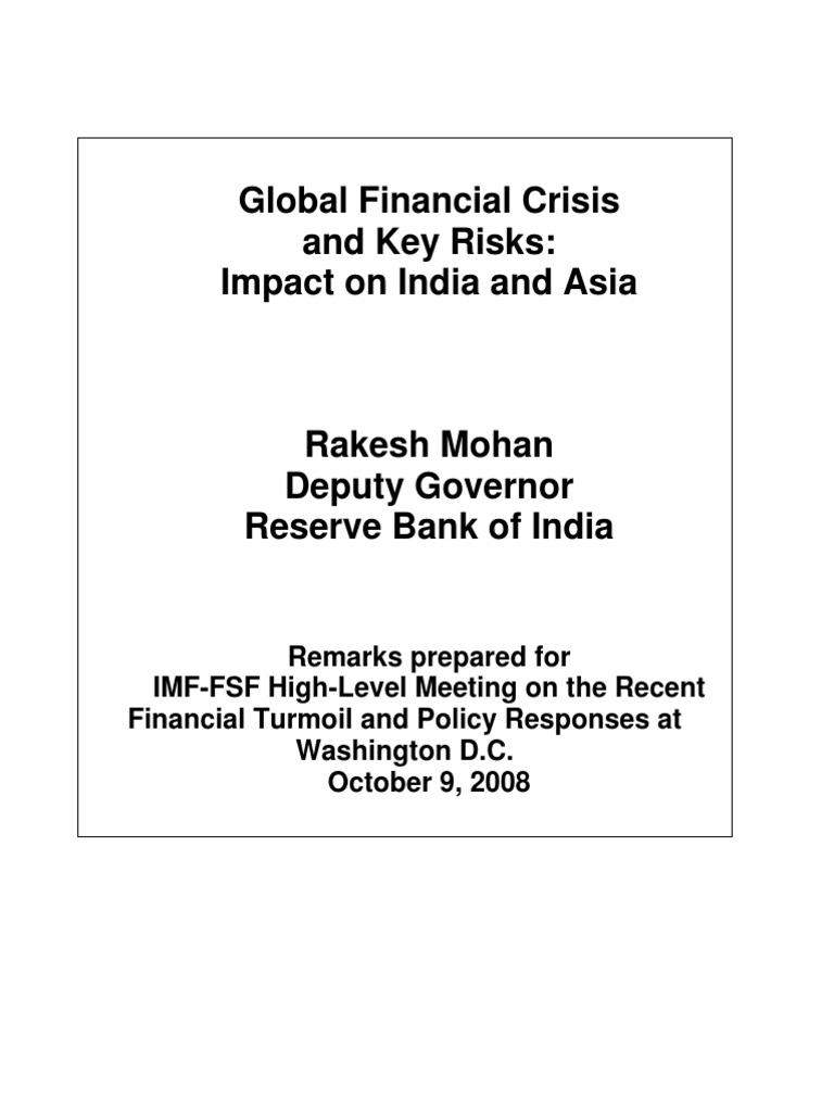 Impact of Global Financial Crisis on India | PDF | Basel Ii | Non Bank ...