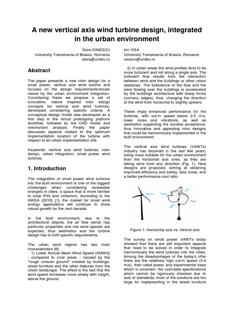 Urban Vertical Axis Wind Turbine Design | PDF | Wind Power | Turbine