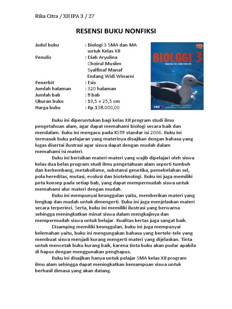 Contoh Resensi Fiksi Beserta Kelebihan Dan Kekurangan 