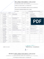 Murugappa Polytechnic Autonomous Exam Time Table -October 2009