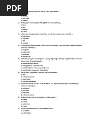 Soal Zat Adiktif Kelas 8