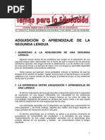 Aprendizaje o Adquisición de una Segunda Lengua