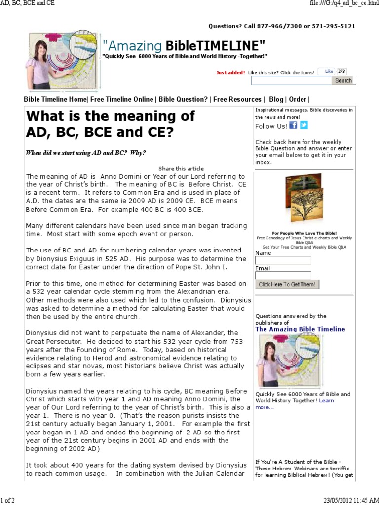 AD, BC, BCE and CE Anno Domini Common Era