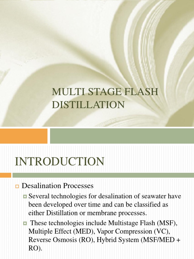 Multi-Stage Flash Distillation Overview | PDF | Distillation | Desalination