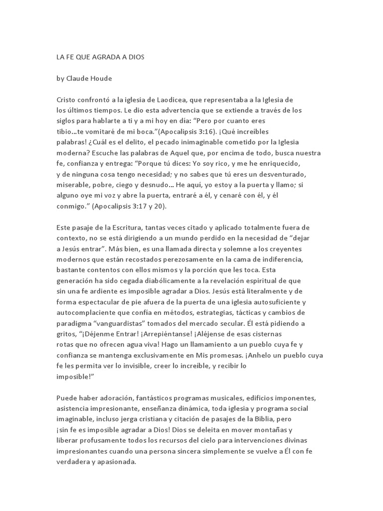 La fe que agrada a Dios en la iglesia moderna | PDF | Fe | Creencia ...