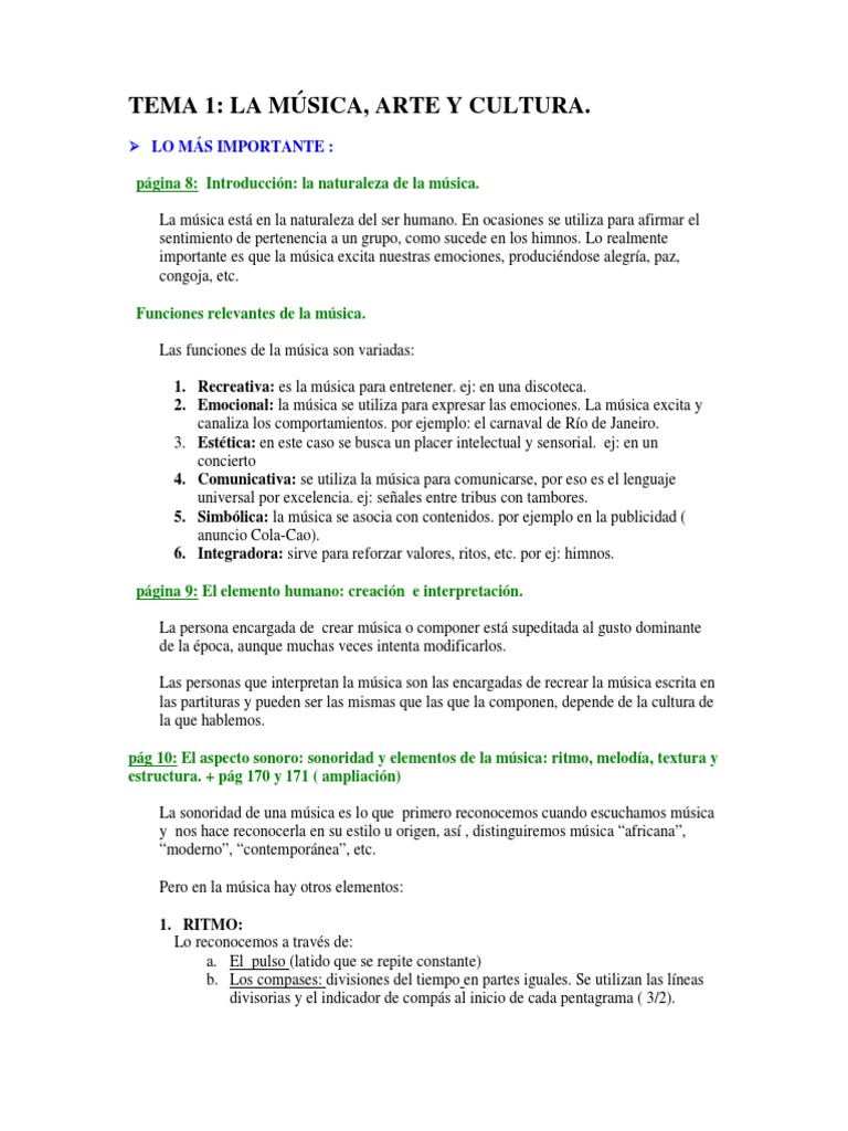 Música: Arte y Cultura en Conexión | PDF | Instrumentos musicales | Ritmo
