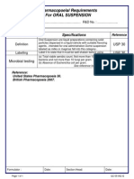 Pharmacopoeial Requirements For Oral Suspension: Item Specifications