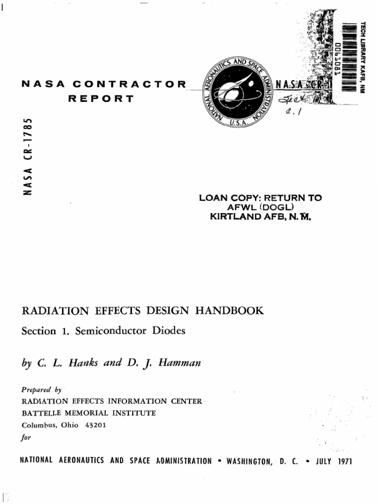 NASA CR-1785, Radiation Effects Design HDBK | PDF | Diode