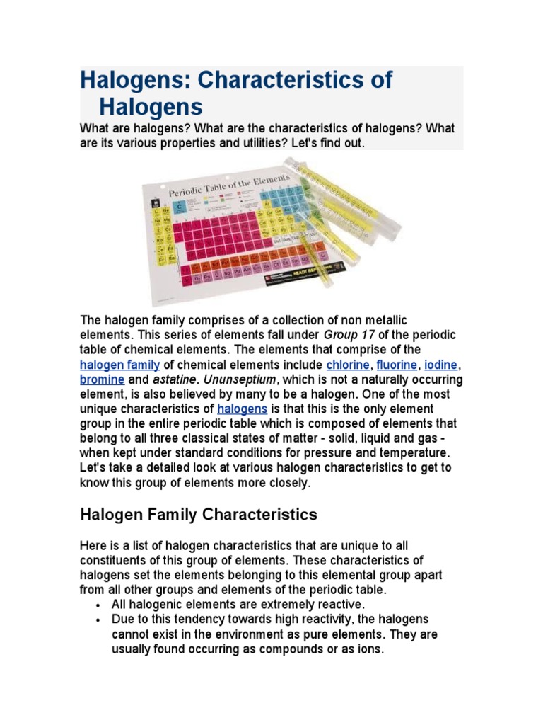 Halogens | Chemical Elements | Atoms