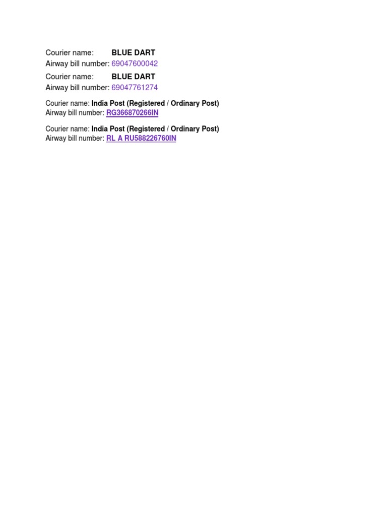 Courier Tracking Information Summary | PDF