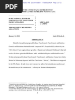 Denial of Preliminary Approval of NFL Concussion Settlement
