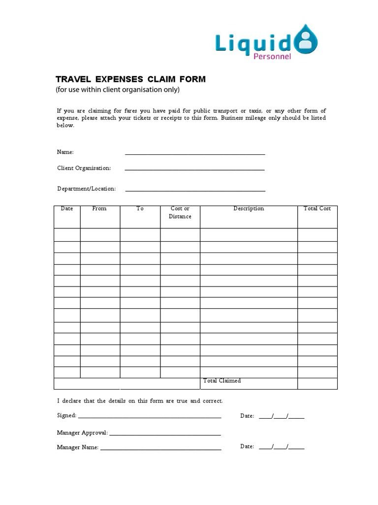 LP Travel Expenses Claim Form New PDF
