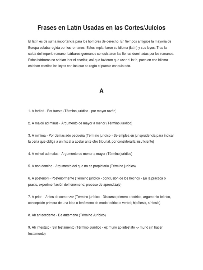 Frases en Latín Usadas en las Cortes Propiedad Res Judicata