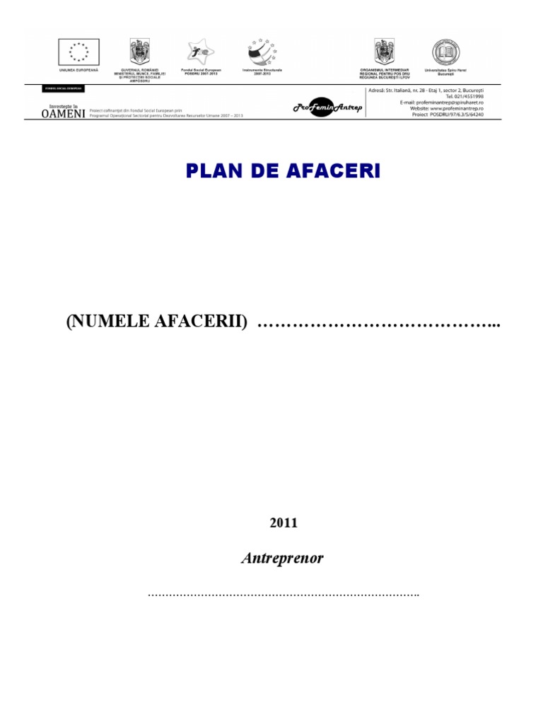 Macheta Plan de Afaceri Cu Antet | PDF