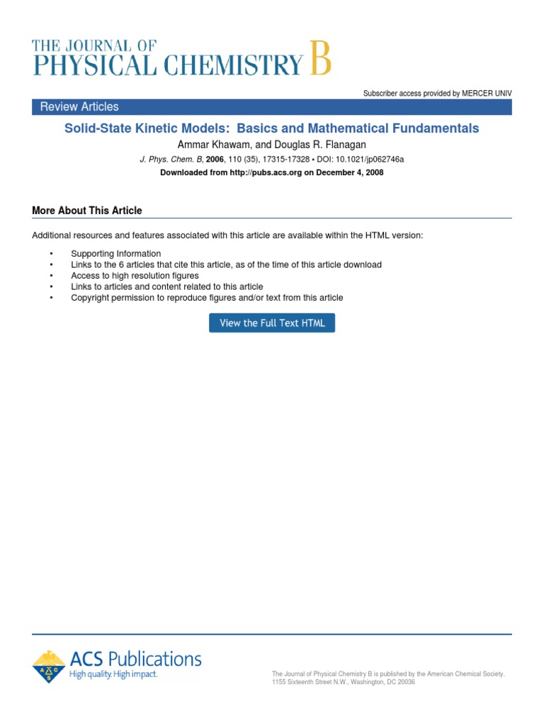 Solid-State Kinetic Models | PDF | Solid State Chemistry | Chemical ...