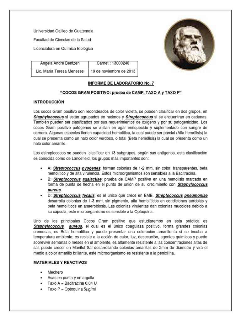 Pruebas de CAMP, Taxo A y P en Cocos | PDF | Estreptococo ...