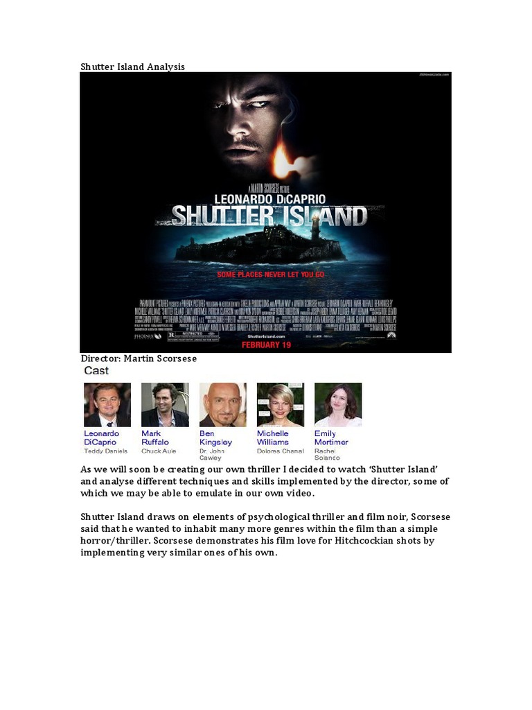 Shutter Island Analysis PDF Martin Scorsese Hallucination